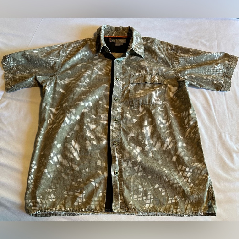 Vintage Nike ACG Shirt Mens Medium M Grid Camo Camouflage Outdoor Short Sleeve